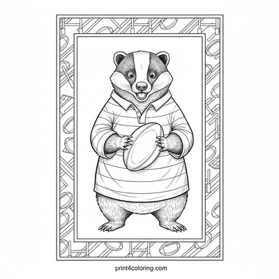 Comical Badger's Rugby Mix-Up - free printable coloring page