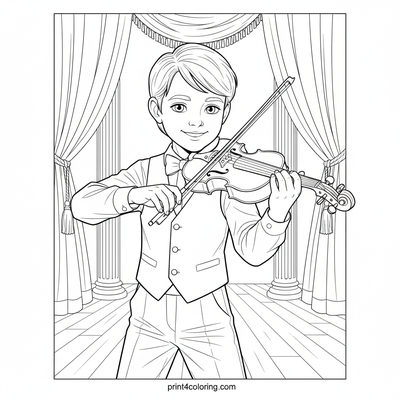 Grand Stage Solo: The Virtuoso Violinist - free printable coloring page