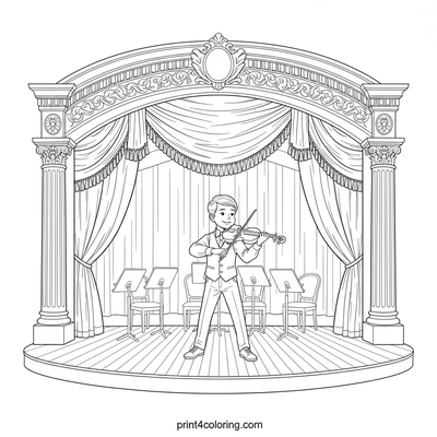 Grand Stage Dream: The Young Virtuoso - free printable coloring page