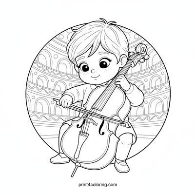 Cello Concerto in the Grand Hall - free printable coloring page