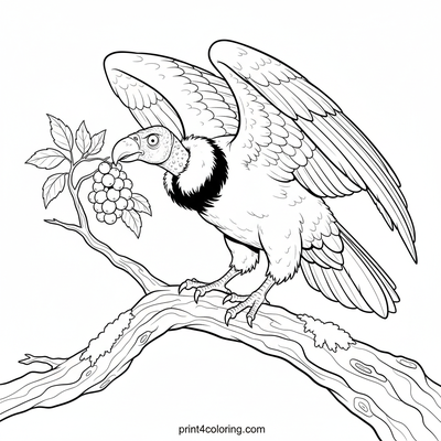 Giant Condor's Mountain Berry Feast - free printable coloring page
