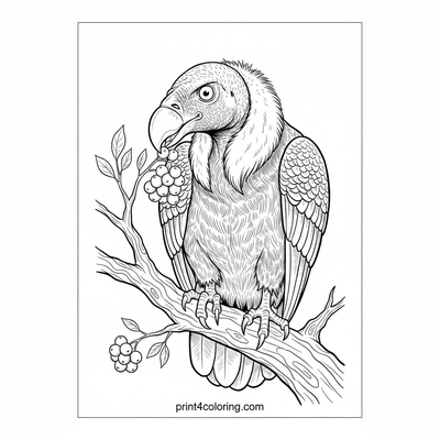 Condor's Mountain Berry Feast - free printable coloring page