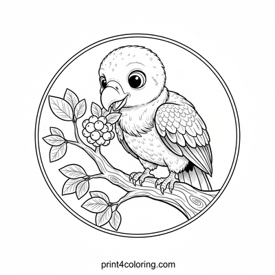 Condor's Cozy Berry Snack - free printable coloring page
