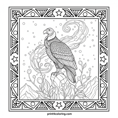 Celestial Condor's Starlit Sanctuary - free printable coloring page