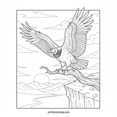 Majestic Condor's Sunset Perch - free printable coloring page