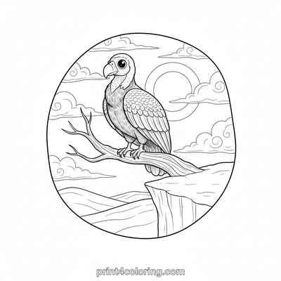 Giant Condor's Golden Sunset Perch - free printable coloring page
