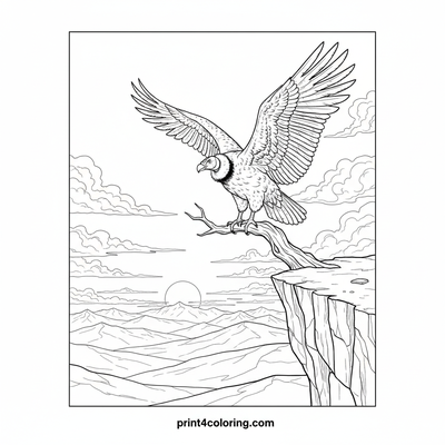 Guardian of the Golden Hour: Condor's Cliffside Perch - free printable coloring page