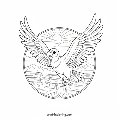 Majestic Condor's Canyon Journey - free printable coloring page