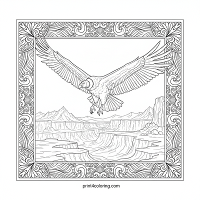 Majestic Condor's Canyon Flight - free printable coloring page