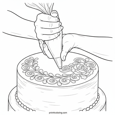 Confectioner's Grand Finale: Piping Perfection - free printable coloring page