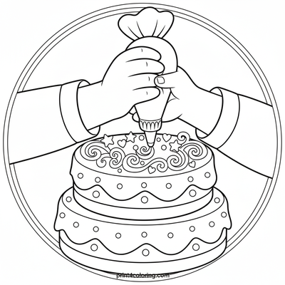Piping a Sweet Masterpiece - free printable coloring page
