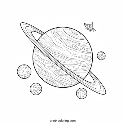 Cosmic Ballet: Uranus and Its Moon Family - free printable coloring page