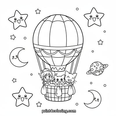 Team Rocket's Cosmic Balloon Adventure - free printable coloring page