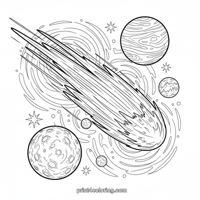 Cosmic Comet's Grand Tour - free printable coloring page