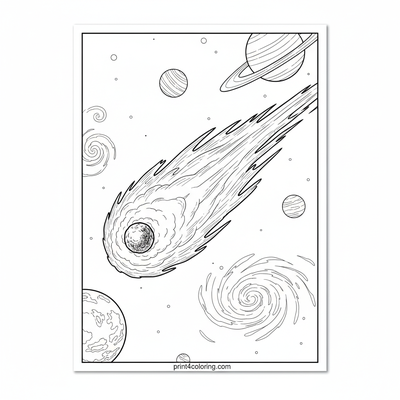 Cosmic Wanderer's Grand Journey - free printable coloring page