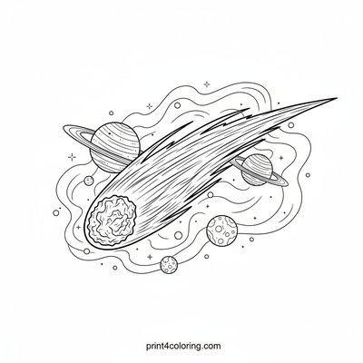 Celestial Comet Odyssey - free printable coloring page