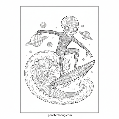 Cosmic Surfer's Stardust Aerial - free printable coloring page