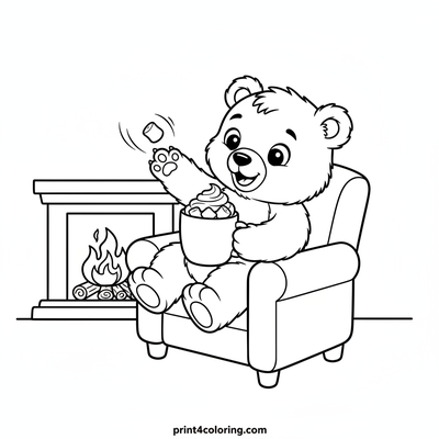 Cozy Bear's Warm Hot Chocolate Treat - free printable coloring page