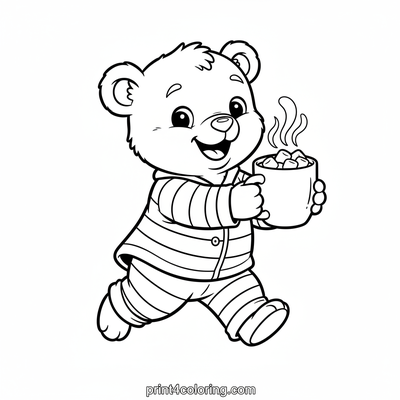 Snuggly Bear's Hot Chocolate Treat - free printable coloring page