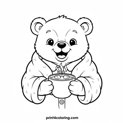 Cozy Bear's Sweet Cocoa Snuggles - free printable coloring page