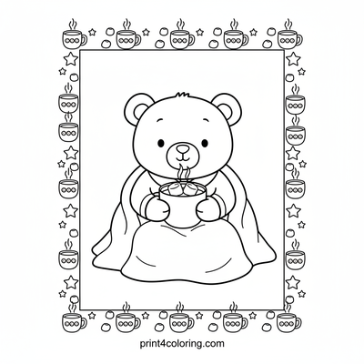 Snuggly Bear's Hot Chocolate Treat - free printable coloring page