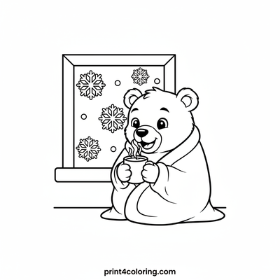 Sweet Bear's Hot Chocolate Moment - free printable coloring page