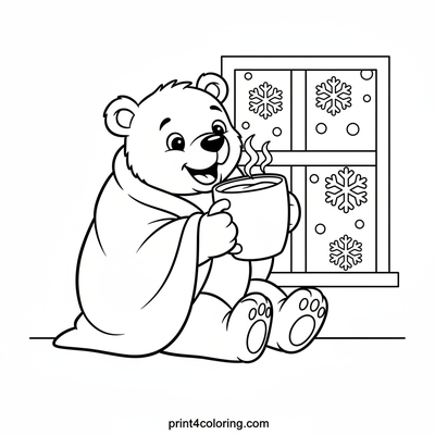 Cozy Bear Cub's Winter Warmth - free printable coloring page