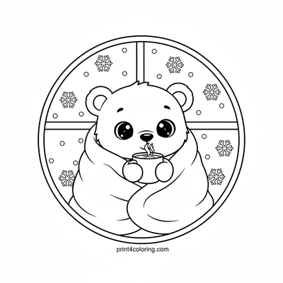Cozy Bear Cub's Hot Chocolate Treat - free printable coloring page