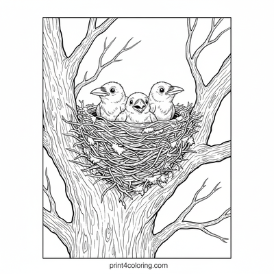 Cozy Crow's Nest Haven - free printable coloring page