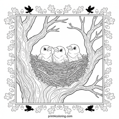 Cozy Crow's Nest: Baby Bird Watch - free printable coloring page
