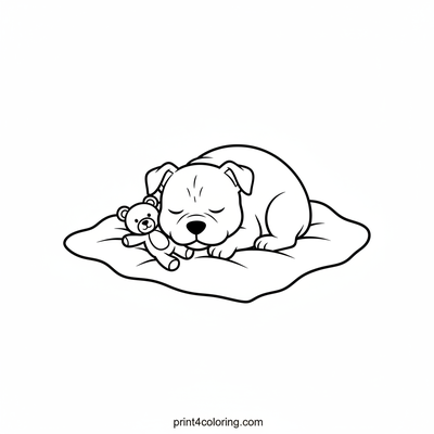 Gentle Pitbull's Cozy Nap - free printable coloring page