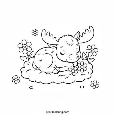 Cozy Moose Calf Nap - free printable coloring page