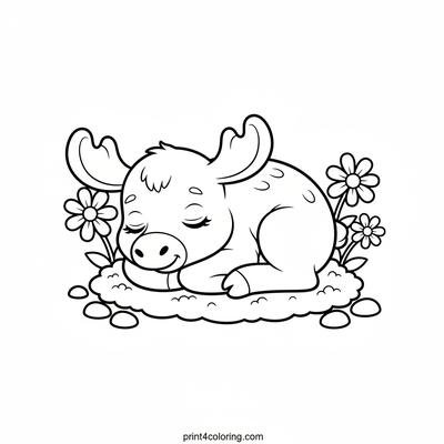 Cozy Moose Calf Nap - free printable coloring page