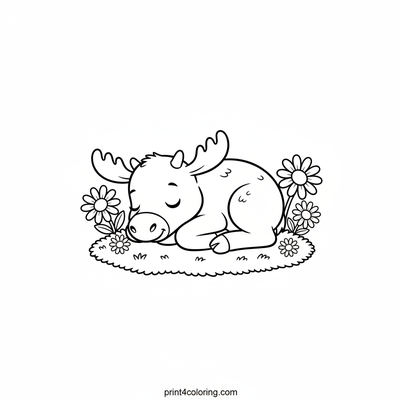 Sweet Dreams Baby Moose - free printable coloring page