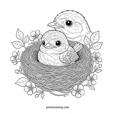 Cozy Robin's Nest: A Springtime Delight - free printable coloring page