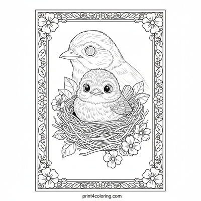 Sweet Robin's Cozy Nest - free printable coloring page