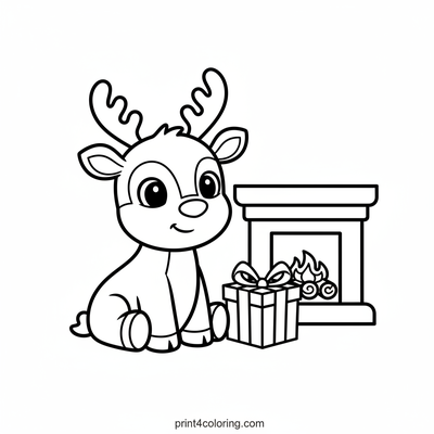 Cozy Reindeer's Special Gift - free printable coloring page