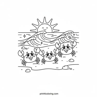 Crab Race to the Sparkling Ocean! - free printable coloring page