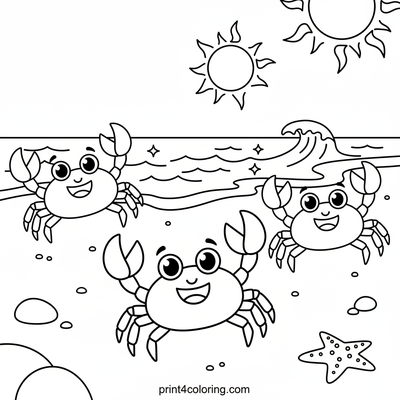 Happy Crabs Race to the Ocean! - free printable coloring page