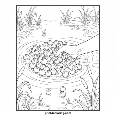Crimson Jewel Harvest: Cranberry Bog - free printable coloring page