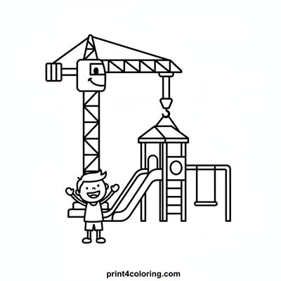 Building Fun with the Big Crane - free printable coloring page