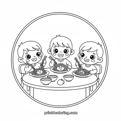 Noodle Art Party Fun - free printable coloring page