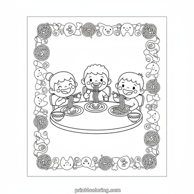 Noodle Art Party Fun - free printable coloring page