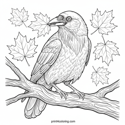 The Crow's Glistening Autumn Treasure - free printable coloring page