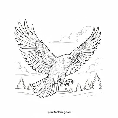 The Crow's Secret Treasure Flight - free printable coloring page