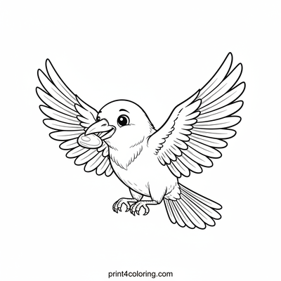 Crow's Shiny Treasure Flight - free printable coloring page