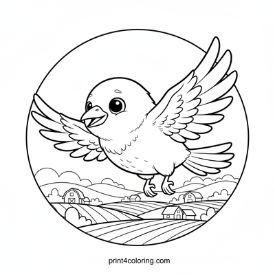 Majestic Crow's Countryside Flight - free printable coloring page