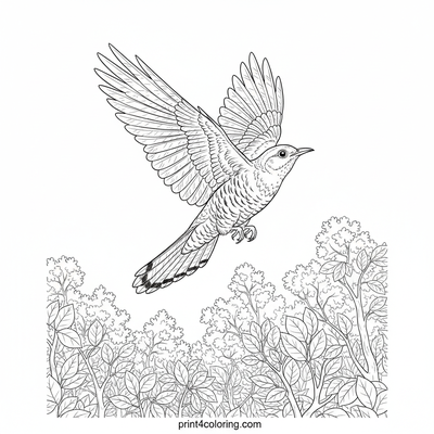 Soaring Cuckoo: A Graceful Forest Flight - free printable coloring page