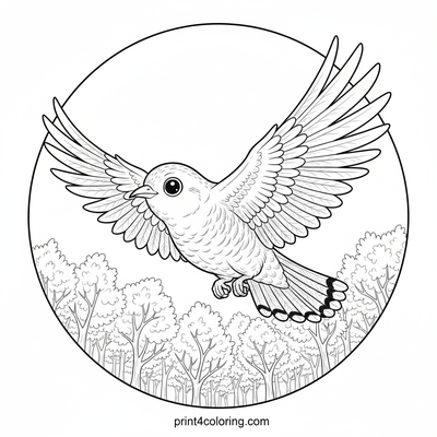 Cuckoo's Graceful Forest Flight - free printable coloring page