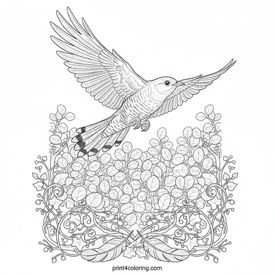 Majestic Cuckoo's Sky Dance - free printable coloring page